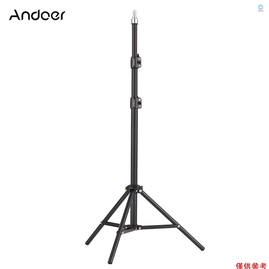 [5S] Andoer 160 厘米/63 英寸便攜式金屬燈架重型可調節攝影三腳架支架,帶 1/4 英寸螺絲,用於工作室