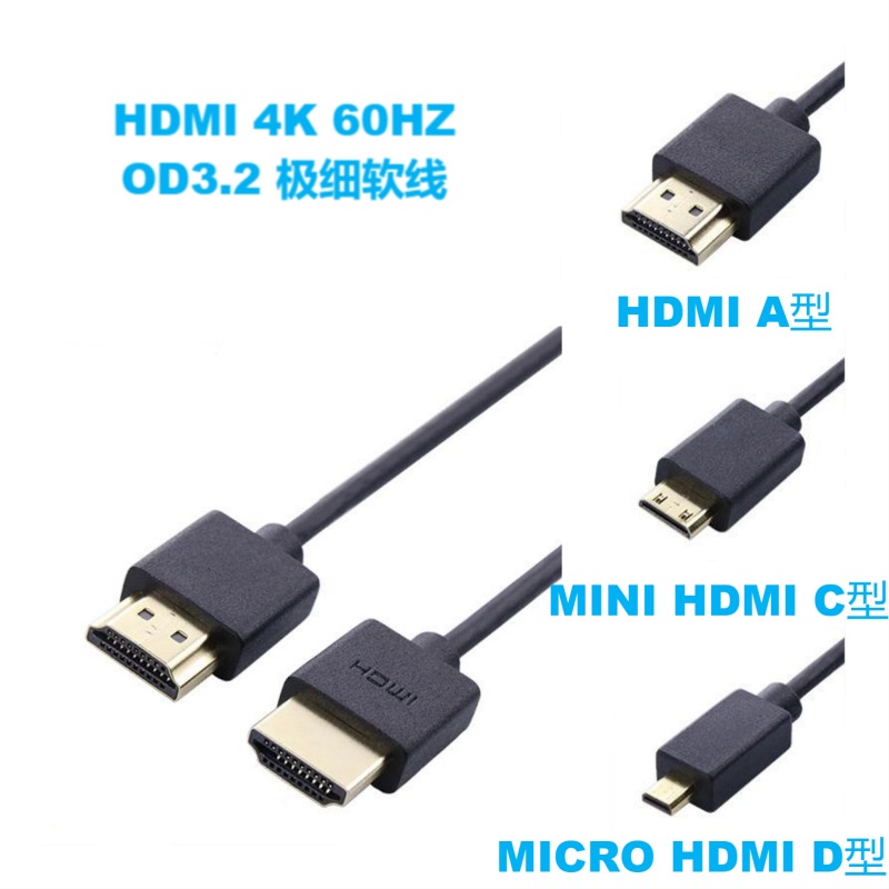 細線mini micro hdmi高清線2.0超軟短迷你4K適用單眼佳能尼康相機 線長30CM