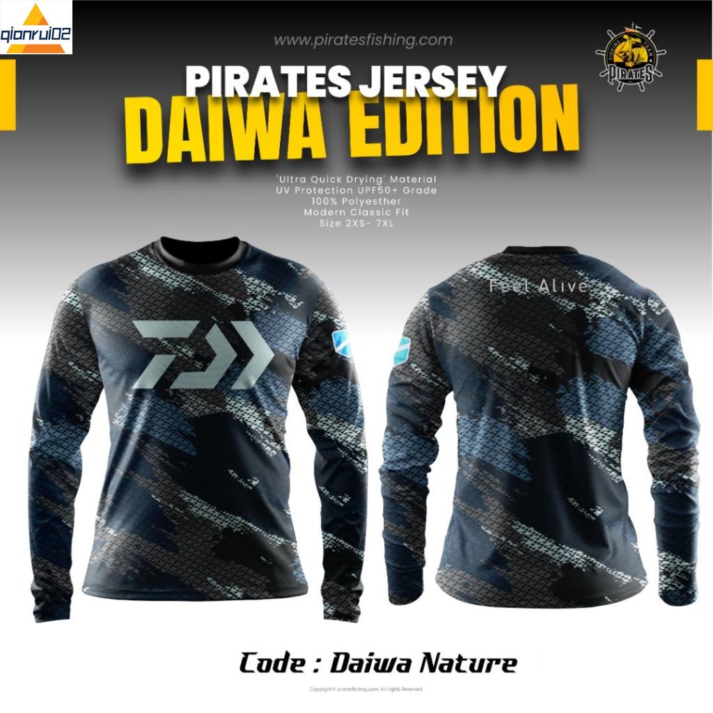 (Qianrui02) 海盜釣魚店 BAJU PANCE DAIWA 自然版 DAIWA 自然版釣魚球衣