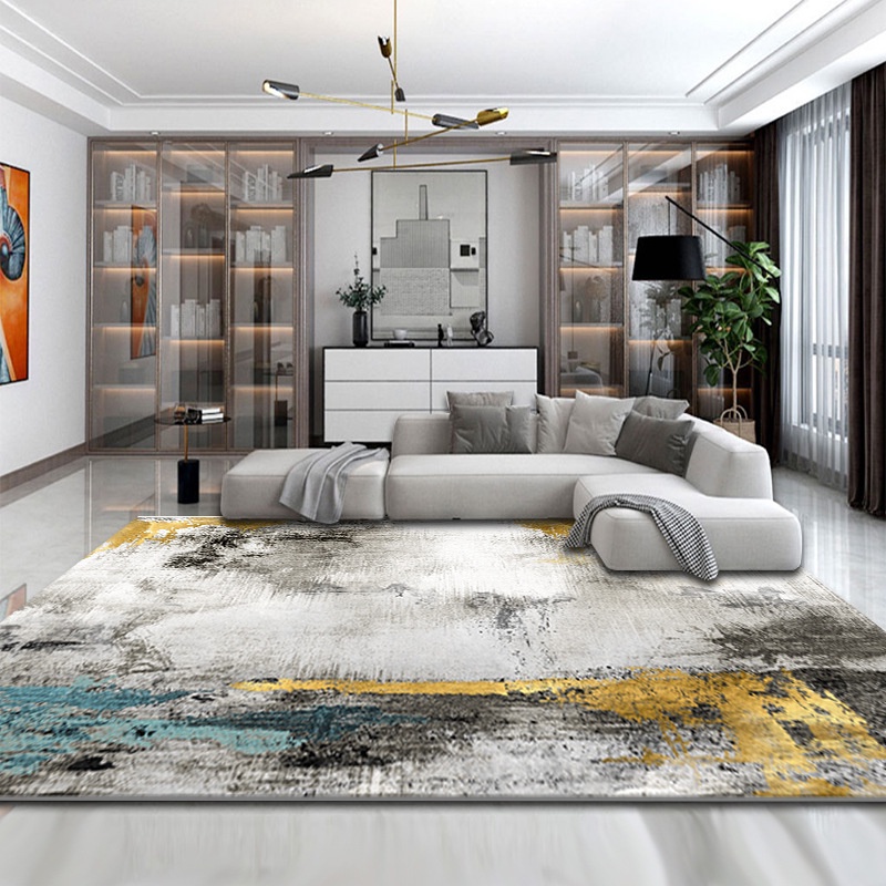 【現貨】幾何抽象客廳地毯工廠批發北歐茶几沙發臥室床邊地毯地墊