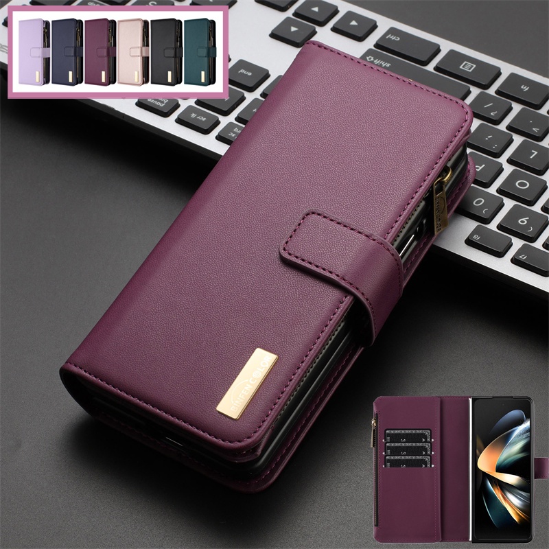 SAMSUNG 【現貨】三星 Z Fold5 Fold4 Fold 3 外殼商務皮套全保護多卡槽錢包拉鍊袋磁扣手機殼