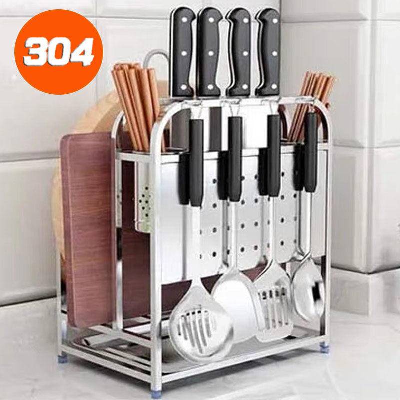 304不銹鋼刀架   廚房置物架   多功能菜刀架   刀具架   廚房用品用具  砧板架