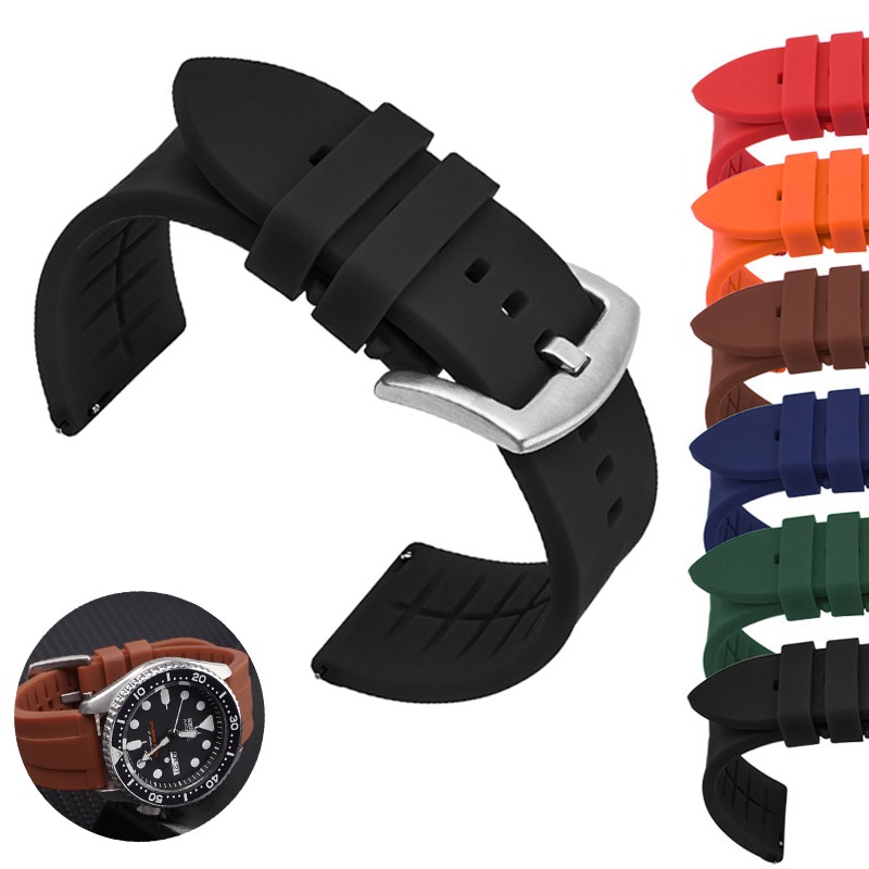 SEIKO 20 毫米 22 毫米 24 毫米寬錶帶通用矽膠錶帶適用於精工快速釋放防水橡膠運動潛水手鍊錶帶