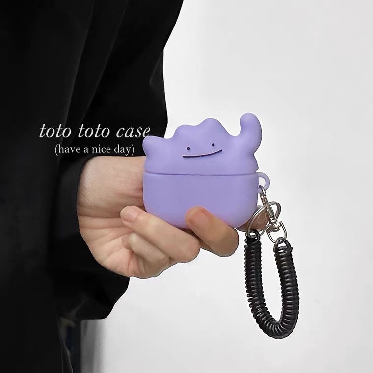 韓國ins同款紫色小怪獸 Airpods pro保護套 蘋果耳機23代耳機套 AirPodspro2保護殼 寶可夢耳機殼