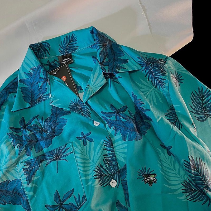 罪惡都市湯米同款襯衫男夏威夷花襯衫俠盜獵車手GTA5遊戲衣服t恤