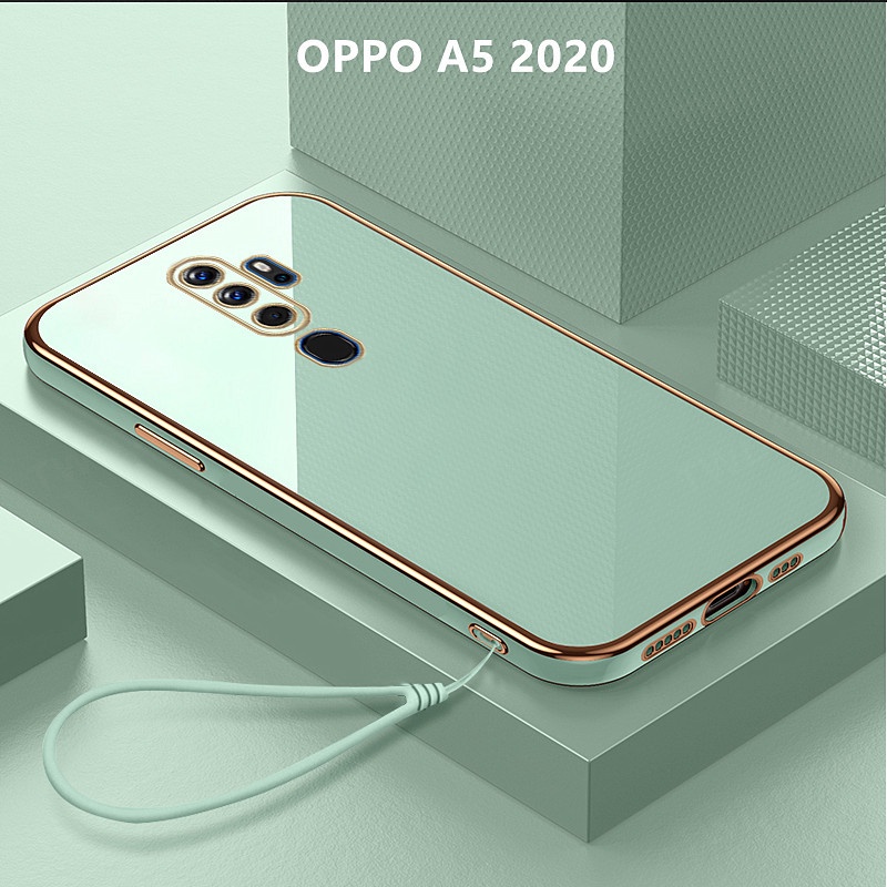 外殼 OPPO A5 2020 手機殼掛繩電鍍蓋軟 TPU 手機殼 OPPO A5 2020