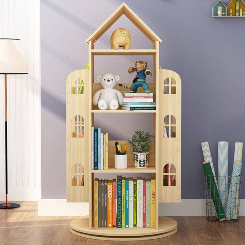 物實木架子收納家用櫃書架置旋轉兒童玩具書櫃落地創意學生幼儿園zX