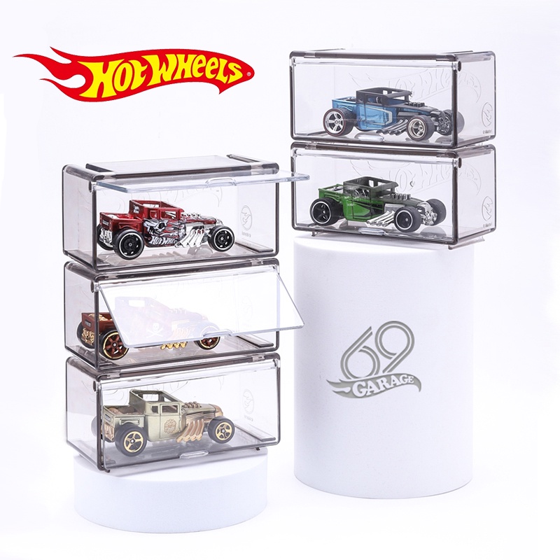 HOT WHEELS 1/64亞克力透明玩具車模型展示盒塑料防塵罩高透光率堅固耐用的風火輪儲物盒