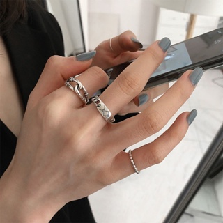 韓版學生簡約ins個性百搭戒指女款酷炫小眾設計可調節食指戒指復古銀戒指