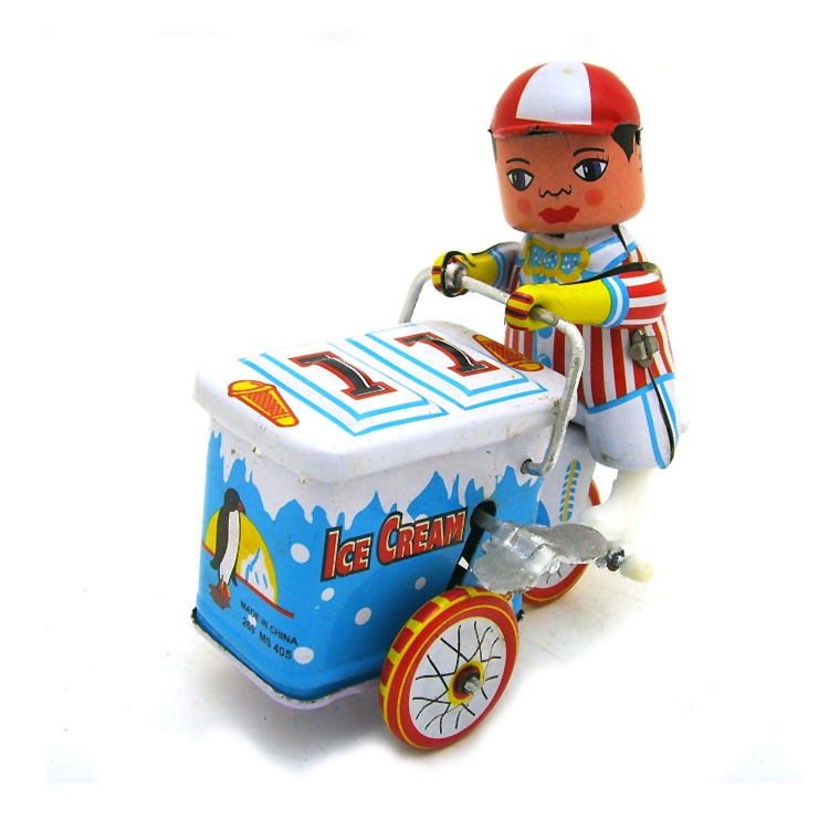 MS405鐵皮冰淇淋車 鐵皮機器人騎三輪車 攝影道具 鐵皮玩具