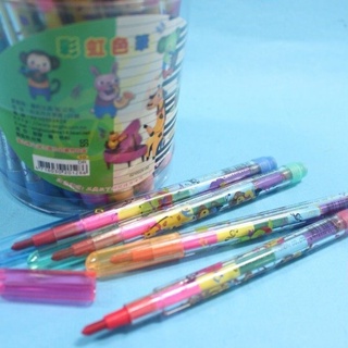 台灣製 可愛卡通七色彩虹筆 蠟筆 著色筆 花色隨機