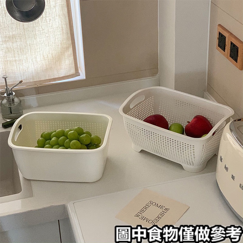 ♪瀝水籃♪ 現貨 雙層加厚廚房洗菜籃家用大容量 瀝水籃 洗水果籃塑膠濾水收納淘菜盆