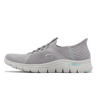 Skechers 休閒鞋 Arch Fit Vista Slip-Ins 襪套 灰 白 針織 女鞋 104379GRY