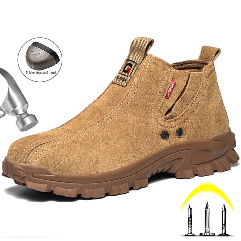 防滑男士鋼頭安全靴工作鞋男士安全靴防摔工作靴焊工安全鞋 VJGV