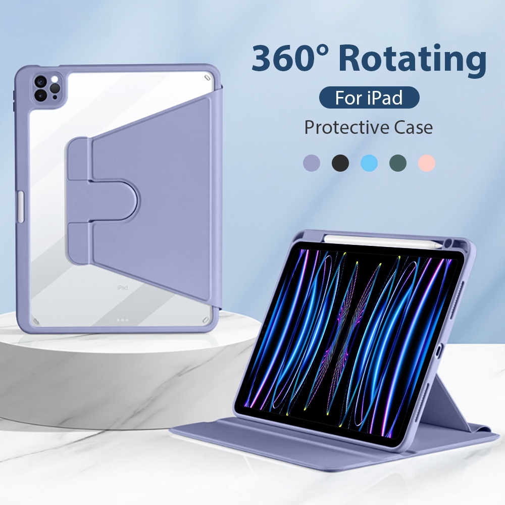 360° Ipad Pro 12.9 M2 2022-2015 Air 5 4 第 10 代 10.9 英寸自動睡眠翻蓋