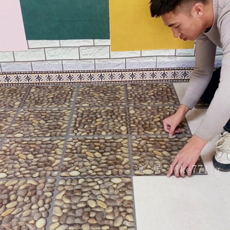 pvc地板磚貼紙 防水耐磨自粘地板革 家用廚房墊仿瓷磚陽台加厚地貼