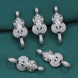 S925純銀雙環葫蘆配件 復古做舊DIY手工串珠材料耳環手鍊項鍊飾品