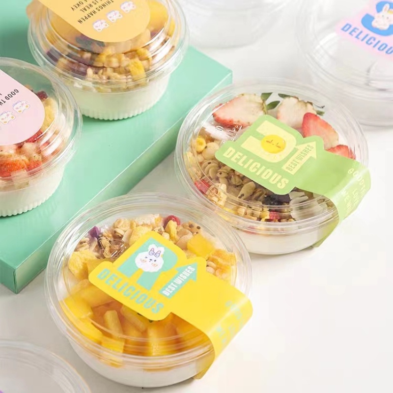 台灣出貨🔥一次性甜品盒 透明甜品盒 酸奶碗 水果撈碗 一次性布丁杯 烘焙盒子 冰粉打包碗 230ML甜品盒 蛋糕盒