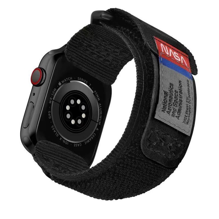 Mifa Apple Watch EDC34混合尼龍皮革運動錶帶/ 42/44/45mm/ NASA黑 eslite誠品