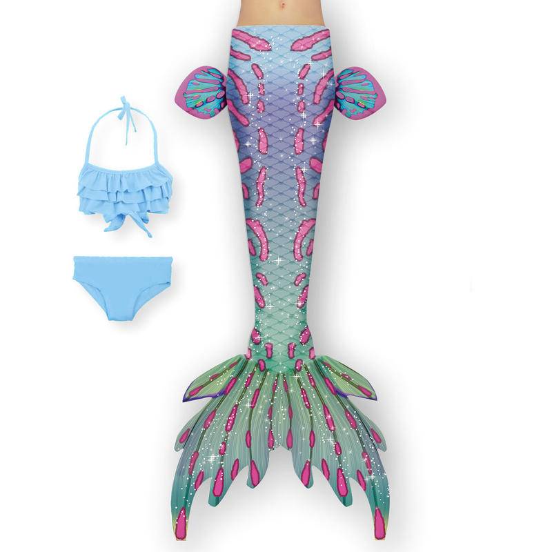 新款兒童美人魚泳衣服裝  女孩人魚公主裙 粉紅色美人魚尾巴溫泉
