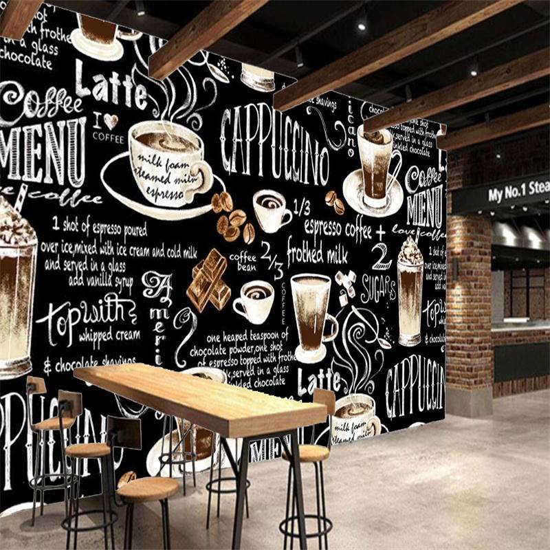 定制壁紙,咖啡畫,黑板,牆壁裝飾,餐廳,咖啡廳,酒店,蛋糕店牆紙家居裝飾貼紙