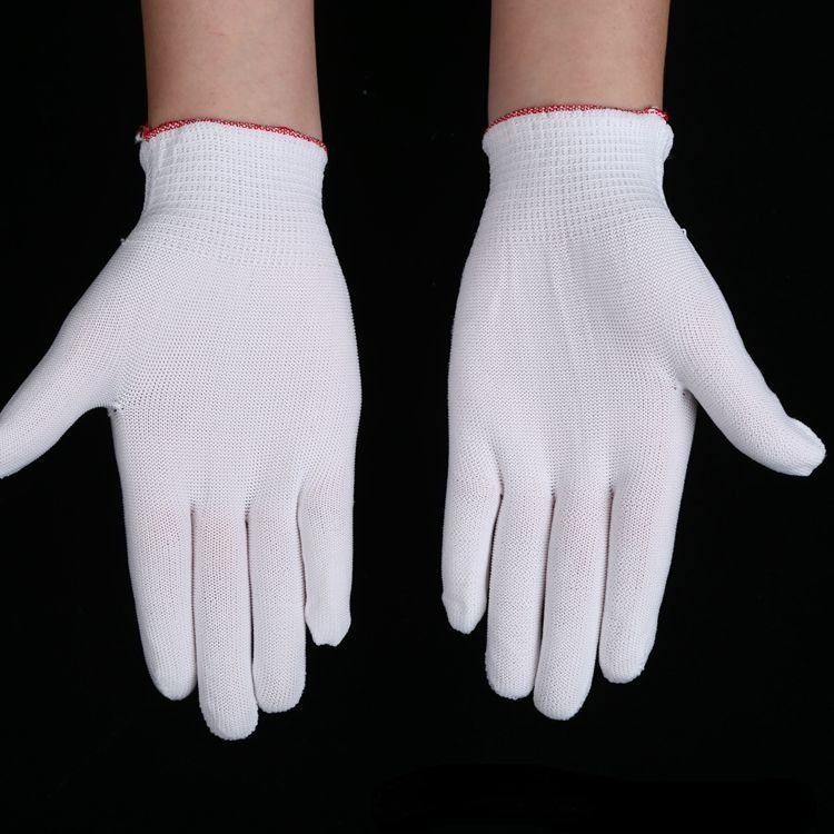 防靜電工作手套尼龍防滑耐磨工作手套勞保手套防滑耐磨透氣安全工作手套