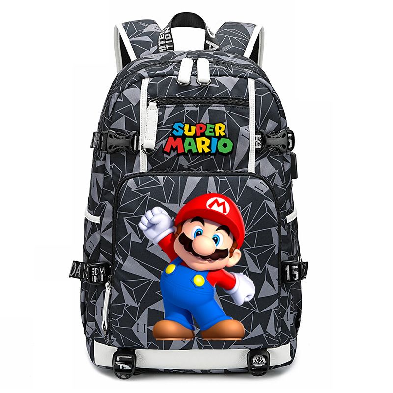 Switch Mario 超級瑪利歐 卡通印花迷彩背包雙肩背包校園學生書包行李袋旅行包