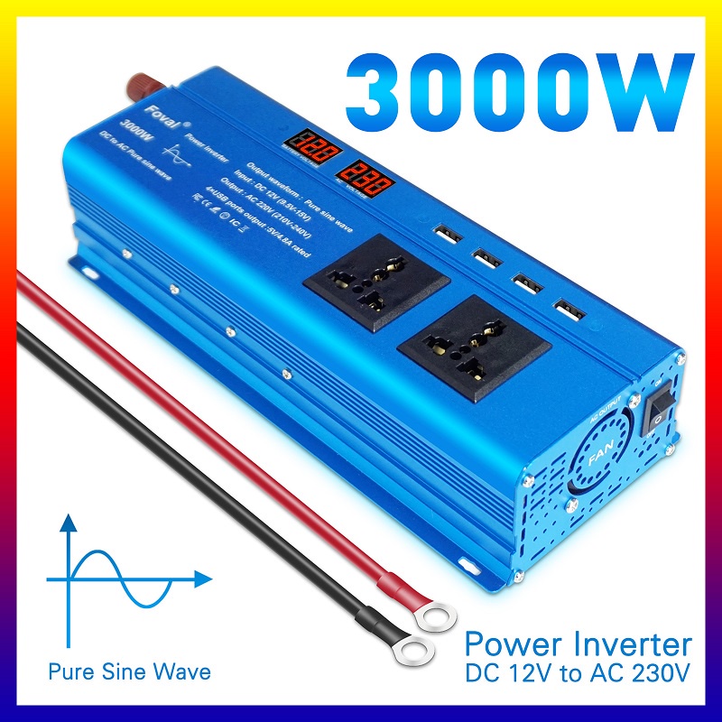 3000w 純正弦波逆變器車載逆變器太陽能逆變器 DC 12V 到 AC 220V-240V 電壓轉換器 60hz