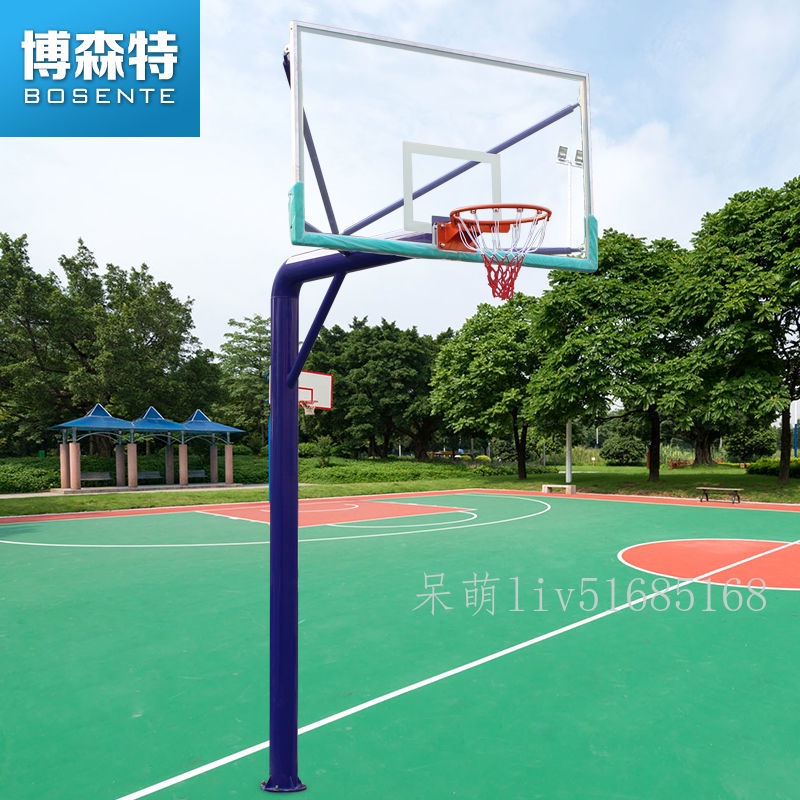 籃球架 戶外成人標准地埋籃球架 配鋼化玻璃籃板 地埋式籃球架