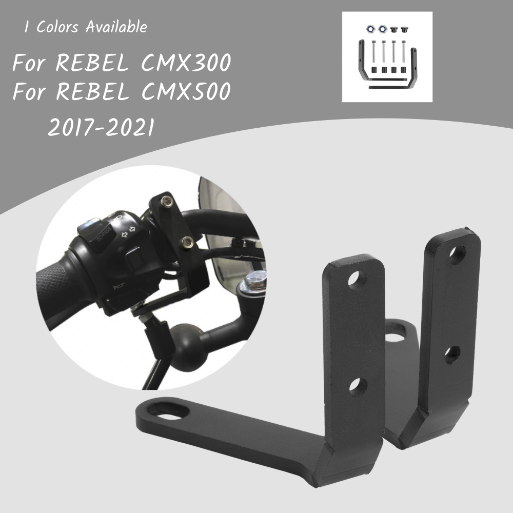 HONDA 適用於本田 Rebel 500 CMX 300 2017-2021 車把後視鏡後視鏡聚光燈支架安裝夾座配件