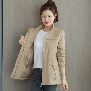 雙層加里新款 韓版 收腰 顯瘦 小個子風衣 女 春秋季 洋氣 減齡外套