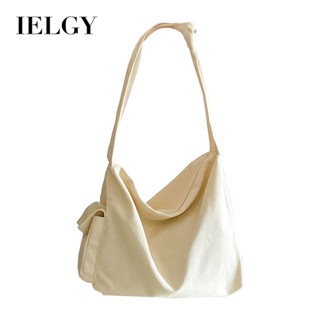 IELGY 斜揹包帆布包休閒酷慵懶風包包 大容量百搭單肩托特包