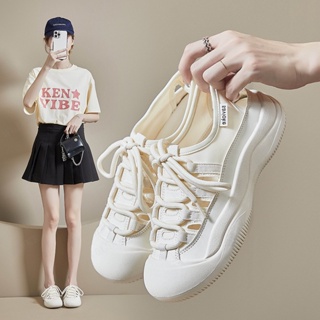 透氣半托夏季新款女鞋鏤空帆布鞋女韓版學生小白鞋女