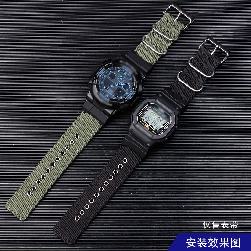 現貨 帆布錶帶 替換帶  代用卡西歐G-SHOCK尼龍錶帶DW5600/GW-M5610/6900/GA110/10
