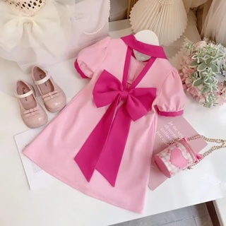 簡約純棉女童新款洋裝 寬鬆透氣時尚潮流童裝 女寶寶可愛粉色短袖Polo裙MG1665