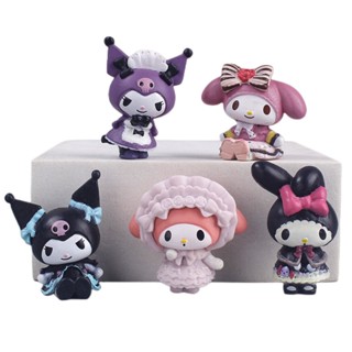 5 件/套三麗鷗人偶娃娃蛋糕裝飾 Kuromi Melody 蛋糕裝飾模型桌面玩具車裝飾