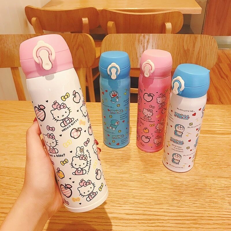 350/500ml Hello Kitty 兒童保溫水瓶新款卡哇伊熱水瓶粉色卡通不銹鋼保溫瓶禮物