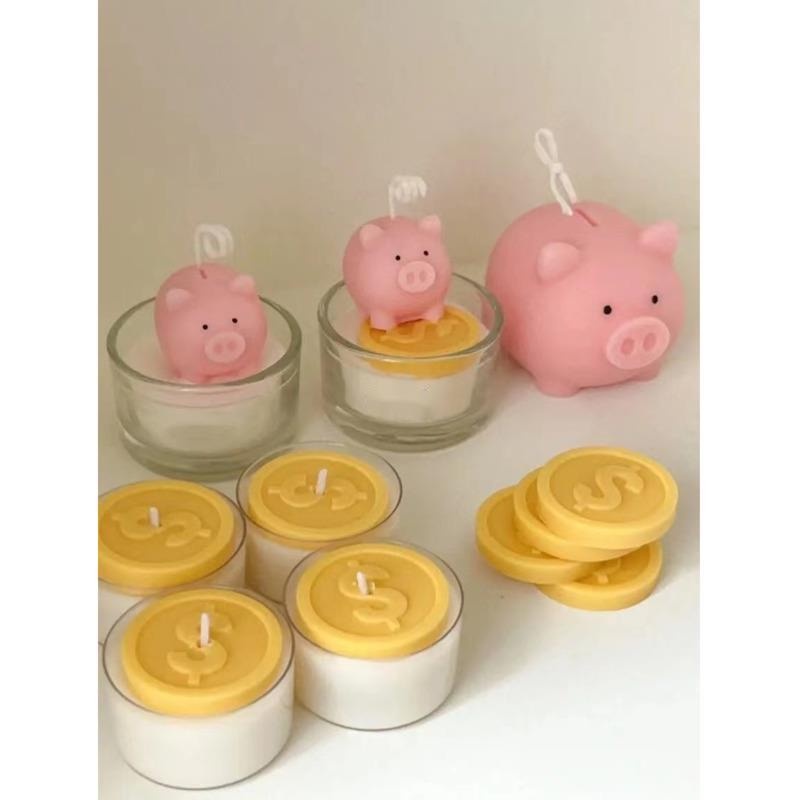 迷你小豬儲蓄罐金幣香薰蠟燭模具 蛋糕巧克力烘焙裝飾模具 diy手工矽膠模具 tw-ph-361
