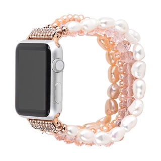 珍珠錶帶珠寶水晶鑽石女士錶帶兼容 Apple Watch 8 7 Ultra 49mm 41mm 45mm IWatch