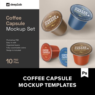 10款濃縮膠囊咖啡粒產品包裝設計展示Ps貼圖樣機素材