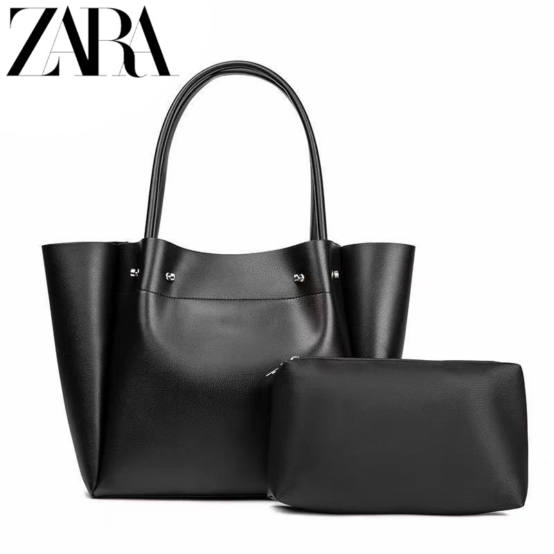 Zara 女士手提包 2023 新款軟皮大容量 2PCS in 1 托特包單肩百搭班通勤購物袋 Minimalista