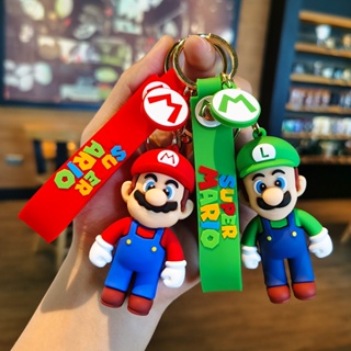 超級馬里奧鑰匙扣 Luigi Toad Yoshi Bowser 3D 卡通鑰匙扣 Accesorios 書包挂件鑰匙包