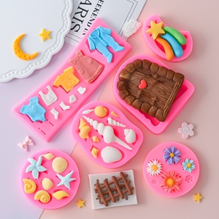 生日快樂星星愛心形矽膠模具烘焙用品巧克力軟糖糖果模具