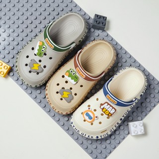 Cheerful Mario兒童拖鞋夏季男女童小童卡通沙灘涼鞋防滑軟打底室內包頭crocs