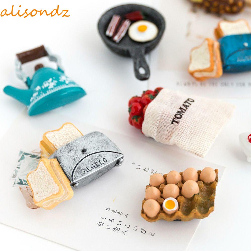 ALISOND1 冰柜磁鐵三維可愛的麵包耶誕節食物鮮奶雞蛋消息粘性