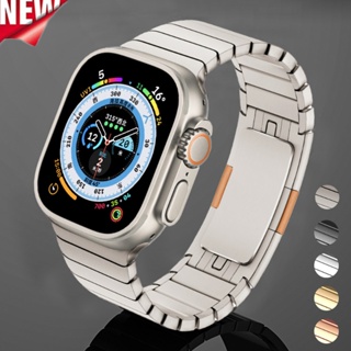 不锈钢金属表带 适用Apple Watch Ultra 不锈钢表带 8代 7 6 5 se 41 45 49mm 钢带