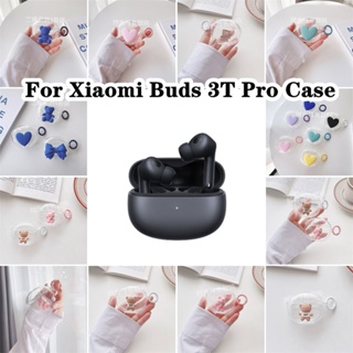 XIAOMI 現貨! 適用於小米 Buds 3T Pro 外殼透明立體藍熊與心適用於小米 Buds 3T Pro 外殼軟