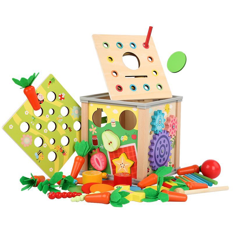 多功能九合一百寶箱 拔蘿蔔形狀配對玩具 幼兒園益智玩具