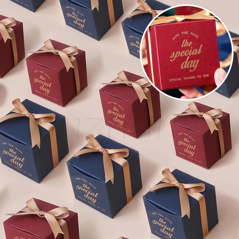 【新品】情人節巧克力糖果包裝盒/DIY聖誕快樂禮物餅乾收納紙板盒/創意婚禮紀念品紅絲帶袋
