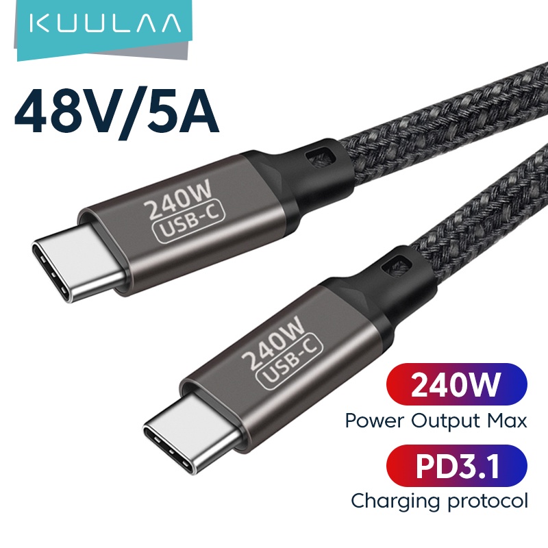 Kuulaa 240W USB C 型電纜,適用於 PS5 Nintendo Switch MacBook Pro 24